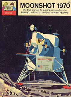 an advertisement for the united states space station, featuring a photo of moonhot 1970