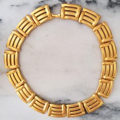 Beautifully weighted brushed gold plating gives this stunning necklace a golden glow. Fully articulated to sit gracefully on the neck. It serves serious 1990s Givenchy vibes! Excellent condition. Measures 15 inches. Gold Collar Necklace, Gold Collar, Golden Glow, Stunning Necklace, Collar Necklace, Gold Plating, Givenchy, Gold Necklace, Gold Plate