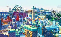 an animated city with lots of colorful buildings