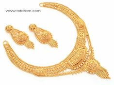 22K Gold Necklace & Drop Earrings Set - 235-GS136 in 38.400 Grams Gold Necklace Sets, Indian Gold Jewelry, 22k Gold Necklace, Temple Jewelry Necklace, Necklace Set Indian, 22k Gold Jewelry, Gold Jewelry Stores, Gold Fashion Necklace, Gold Jewellery Design Necklaces