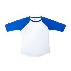 Outfit your little slugger in Blue & White Toddler Baseball Shirt! This cute baseball t-shirt features a white center with bright blue half sleeves and collar. Customize a special clothing creation by adding fabric paints, iron-on appliques, fabric markers, and more for fashionable sportswear and playwear.      Details:   Size: 4T  Content: 100% Cotton  Care: Machine Wash Warm; Tumble Dry Low; Non-Chlorine Bleach When Needed; Cool Iron If Needed. Toddler Baseball Shirt, Fashionable Sportswear, Special Clothes, Sportswear Fashion, Fabric Markers, Baseball Shirt, Baseball Shirts, Toddler Fashion, Baseball T Shirt