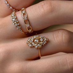 #rings#engagement 2 Stone Ring Design, Ring Stone Design, Stone Ring Design Gold, Ring Gold Design, Rose Cut Diamond Ring, Gold Rings Fashion, Gold Ring Designs, Fancy Jewellery, Jewelry Lookbook