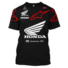 Size: 5XL Black Crew Neck Top With Sublimation Print, Black Sublimation Print Short Sleeve Tops, Black Short Sleeve Top With Sublimation Print, Black Crew Neck T-shirt With Sublimation Print, Gift Ideas Personalized, 3d Tshirt, Motos Honda, Game Day Shirts, Personalized Hoodies