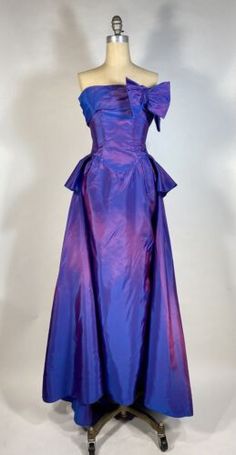 Vintage 1980's purple-blue iridescent taffeta CONVERTIBLE skirt formal gown XXS  | eBay 1980s Evening Gown, Purple Silk Evening Dress, Silk Purple Evening Dress, Vintage Prom Dresses 80s, Purple Silk Evening Dress With Fitted Bodice, Silk Evening Dress With Fitted Bodice In Purple, Formal Purple Satin Evening Dress, Purple Satin Formal Gown, Purple Satin Gown For Formal Occasions