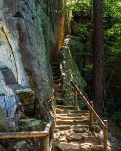 stairs leading up to the top of a cliff