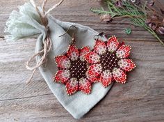 Large Huichol flowers earrings Boho beaded women earrings | Etsy Bohemian Multicolor Earrings With Flower Charm, Multicolor Bohemian Earrings With Flower Charm, Bohemian Beaded Earrings With Flower Charm, Bohemian Flower Earrings For Summer, Pink Flower Beaded Earrings For Gift, Red Bohemian Flower Earrings, Bohemian Red Flower Earrings, Bohemian Summer Flower Earrings, Colorful Beaded Flower-shaped Earrings As Gift