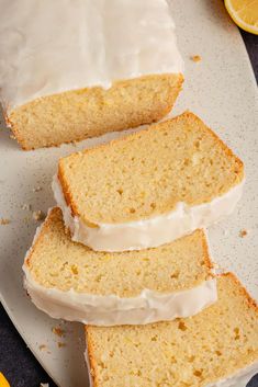 slices of lemon pound cake on a plate