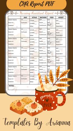 a cup of coffee and some cookies on top of a table with the words cram report