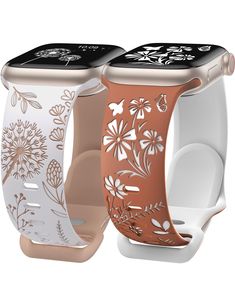 PRICES MAY VARY. 🌺【Newest Two-Tone Design!】Our iWacth floral bands feature the newest two-tone design, enhancing the vibrancy of floral patterns, perfect for colorful summer styles. 🌺【Two Unique Patterns 】This set of engraved iWatch bands includes two unique bands: a cute dandelion and a charming wildflower pattern. Switch up your look to match your mood or outfit, adding a versatile and fresh touch to your iWatch. 🌺【Premium Silicone Material】Crafted from high-quality silicone, our series 9 b Apple Bands For Women, Cute Watch Bands, Watch Bands For Apple Watch, Conversation Starters For Kids, Women Gift Ideas, Best White Elephant Gifts, Wildflower Pattern, Fancy Watches, Unique Bands