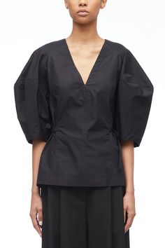 V-Neck Puff Sleeve Top – 3.1 Phillip Lim Cotton V-neck Puff Sleeve Top For Work, Modern Poplin Tops For Spring, Cotton Puff Sleeve V-neck Top For Work, V-neck Cotton Puff Sleeve Top For Work, Mulberry Color, Perfect Pant, Puff Sleeve Top, Women Trends, Short Jacket