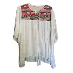 Southern Stitch Size Small Multicolor Gauze Lagenlook Embroidered Tunic Top New With Tags (Nwt) Please Review All Pictures Please Feel Free To Ask Any Questions You May Have Thank You For Your Business! Happy Shopping! Embroidered Vacation Blouse, Vacation Multicolor Embroidered Blouse, Multicolor Embroidered Blouse For Vacation, Casual Blouse With Geometric Embroidery For Vacation, Folk Style Blouse With Geometric Embroidery For Vacation, Summer Red Blouse With Geometric Embroidery, Multicolor Embroidered Hem Top For Vacation, Casual White Peasant Top With Embroidered Neckline, Folk Style Red Blouse For The Beach