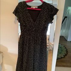 Never Worn Ruffle Sleeve V Neck Dress With Smocked Waist And Black With White Polka Dots. Pit To Pit 21.5”. Knee Length (I Am 5’5”) Polka Dot Dress, Dot Dress, V Neck Dress, Xl Dress, White Polka Dot, Ruffle Dress, Neck Dress, Knee Length, Polka Dot