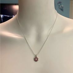 Brand New Without Tags And Super Dainty Describes This Authentic Coach Hot Pink Enamel Crystal Mini Daisy Pendant Beautifully Displayed On This Genuine .925 Sterling Silver Necklace. Featuring Hot Pink Flower Petals And A Clear Center Crystal. Designer Trademark Stamped Coach On Backside Of Daisy. Necklace Measures 18” In Length. Lobster Claw Clasp Closure! Small White Sterling Silver Necklace, Small Sterling Silver Necklaces, Small White Sterling Silver Necklaces, Silver Sterling Silver Flower Necklace, Silver Dainty Charm Necklace 16 Inch, Hypoallergenic Silver Jewelry With Flower Pendant, Silver Sterling Silver Round Flower Necklace, Dainty Silver Charm Necklace 16 Inch, Coach Sterling Silver Jewelry As A Gift