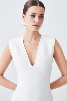 This Garment Is Ready For The Futureit Is Made With Recycled Polyester.Find Out More About Our Material Goalsready For The Future Guidelines Midaxi Dress, Karen Millen, Fashion Face, Dress Collection, The Future, How To Find Out, Midi Dress, Bring It On, V Neck