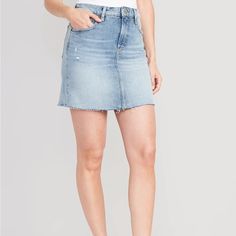 Nwt Old Navy High-Waisted Og Straight Cut-Off Mini Jean Skirt Color Myra 12 Product Details Fits: Straight From Hip To Mid-Thigh. Sits: Right At Your Belly Button. The Feel: A Smidge Of Stretch For That Broken-In Fit. The Deal: This Throwback Mom Jean Skirt, With Grunge-Era Rips, A Raw Hem & New-School Appeal? Obsessed! Materials & Care Cotton 94%, Recycled Cotton 5%, Spandex 1% Machine Wash Cold Inside Out With Similar Colors--Keeps These Blues From Becoming Basic. Skip The Bleach--It’s Krypton High Rise Skirt For Spring, Spring Relaxed Mid-rise Skirt, Light Wash Mid-rise Mini Skirt, Mid-rise Lined Denim Skirt, Fitted High Rise Skort, High Rise Lined Skirt For Spring, Mid-rise Skort With Frayed Hem, Relaxed Fit Mid-rise Denim Skirt, Casual Mid-rise Lined Skirt