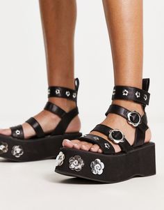 Shoes by Koi Footwear It’s open-toe season Pull tab for easy entry Pin-buckle fastenings Flatform sole Ladiee Shoes Funny Sandals, Custom Shoes Koi Fish, Koifootwear Shoes, Funky Sandals, Black Flatform Sandals, Koi Footwear, Footwear Sandals, Black Sandals Flat, Platform Boots Chunky