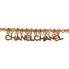 This 96P Chanel Turnlock bracelet is in 24K gold plated metal and features "Chanel" letter charms dangling from bracelet with CC turnlock closure. Origin: FranceCondition: Vintage; Mint - This bracelet shows moderate scratching throughout Accompanied by: Chanel boxMeasurements: 8" circumference, 7.5 length", .5" charms Luxury Gold-tone Jewelry With Logo Lettering, Designer Yellow Gold Jewelry With Logo Lettering, Gold-tone Chain Bracelet With Logo Charm As Gift, Designer Gold Bracelets With Logo Charm, Luxury Charm Bracelet With Logo, Luxury Gold-tone Bracelet With Logo Charm, Luxury Gold Jewelry With Logo Charm, Yellow Gold Metal Chain Bracelet With Logo Charm, Elegant Gold-tone Charm Bracelet With Logo