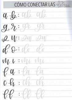 the cursive writing practice sheet is lined up and ready to be used on