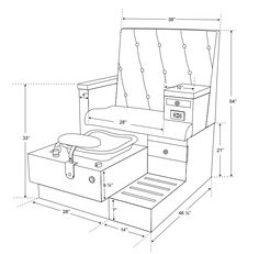 a drawing of a bed with drawers and an ottoman