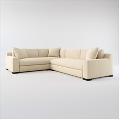 Ethan Hybrid Comfort 2-Piece Sectional with Right-Facing Sofa - Merrimac Ecru American Signature Furniture, Value City Furniture, Living Room Sectional, City Furniture, Classic Silhouette, Living Room Sofa, Clean Lines, 2 Piece, Living Room Furniture