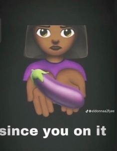 an animated image of a woman holding a purple object with the words, since you on it