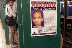 a missing person poster is posted on the side of a green box in a subway station