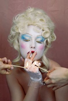 Drag Photoshoot Fashion Editorials, Marie Antoinette Photography, Editorial Halloween Costume, Marie Antoinette Editorial, Modern Marie Antoinette Aesthetic, Editorial Makeup Photoshoot, Clown Editorial Photoshoot, Modern Marie Antoinette Fashion, Marie Antoinette Modern