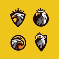 four eagle emblems with crowns on them