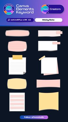 an image of sticky notes on a black background with the words'game elements keyword '