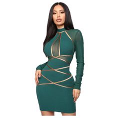 Green Bandage Dress, Lace Bandage Dress, Mesh Clothing, Elegant Casual Dress, Bandage Dresses, Long Bodycon Dress, Party Dress Long Sleeve, Heart Dress, High Neck Long Sleeve