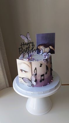 a birthday cake with music notes on it