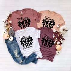 Disney Family Trip Shirts, Disney Family Shirt Ideas, Disney Couple Outfits Ideas, Disney Tshirts Family Vacations, Disney Custom Shirts, Disney Shirts For Family Matching, Disney World Family Outfits, Disney Couple Outfits, Couples Disney Shirts