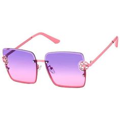 Top Rimless Purple to Pink Gradient Lens Square Sunglasses Featuring Clover Edge Detail. UV 400 Protection. Blocks 100% UVA & UVB. PC Lens. Don't Follow The Crowd, Monies Jewelry, Fashion Forward Outfits, Round Sunglasses Vintage, Edgy Accessories, Sunglasses Pink, Bold Statements, Pushing Boundaries, Pink Square