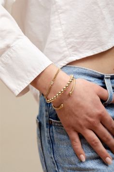 14k Gold Filled or Sterling Silver 6mm beads and findings with lobster clasp 7" Metal Bead Bracelet, Gold Bracelets Stacked, Gold Bracelet Simple, Curb Chain Bracelet, Stacked Jewelry, Gold Bracelet Chain, Earring Sale, Curb Chain, Bracelet Stack