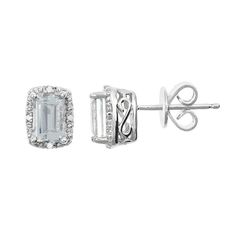 Dazzling with white topaz center stones and shimmering diamond accents, these sterling silver halo stud earrings offer elegant appeal.EARRING DETAILSLength: 6 mmBackings: postMetal: sterling silverPlating: rhodiumSTONE DETAILSStone type: white topazTotal weight: 1 1/3 ct.Shape: emerald cutSetting: prongDIAMOND DETAILSTotal weight: less than 1/10 ct.Shape: single cutColor grade: I-JClarity: I2-I3Setting: prongGemstones may have been treated to enhance their appearance. Special care may be require Anniversary Earrings With Diamond Accents And White Topaz, White Topaz Diamond Earrings For Anniversary, White Emerald Cut Earrings With Diamond Accents, White Emerald Cut Diamond Earrings With Accents, Anniversary Diamond Earrings With White Topaz Accents, Silver Emerald Cut Diamond Earrings For Formal Occasions, Formal Silver Emerald Cut Diamond Earrings, Silver White Topaz Diamond Earrings For Anniversary, Anniversary White Topaz Diamond Earrings With Accents