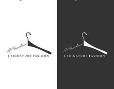 the logo for signature fashion is shown in three different colors and font styles, including one black