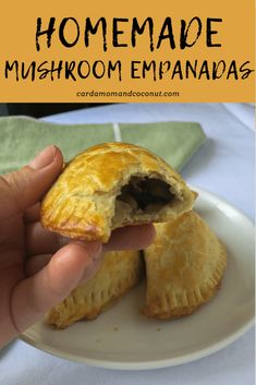 homemade mushroom empanadas on a white plate