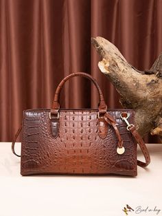 BirdinBag - Crocodile Embossed Ombre Handbag: Top Handle Purse with Adjustable Strap for Women Leather Office, Cheap Handbags, Top Handle Handbags, Word Wrap, Crochet Bag Pattern, Bag For Women, Bag Pattern, Womens Tote Bags, Crochet Bag