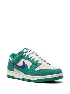 Find NIKE Dunk Low 85 Sneakers on Editorialist. dark green/cream white leather signature Swoosh logo detail round toe front lace-up fastening logo patch at the tongue branded insole rubber sole These styles are supplied by a premium sneaker marketplace. Stocking only the most sought-after footwear, they source and curate some of the most hard to find sneakers from around the world. Sneakers Green, Swoosh Logo, Trendy Sneakers, Nike Dunk Low, Green Cream, Nike Sneakers, Dunk Low, Nike Dunk, Nike Dunks