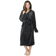 Fantaslook Womens Long Robes Plush Fleece Hooded Bathrobe with Pockets Fluffy Nightgown Sleepwear This long robe with hood and front pockets with belt, our robe for women will wrap you in a warm, luxurious embrace that will keep you comfy all day long! Autumn and winter flannel nightgown, skin-friendly and comfortable. Loose version, casual and lazy style, robes for women for daily home wear, also can be worn outside, the design is simple and generous, feel the comfy and comfort of life. It is s Comfy Winter Sleepwear For Relaxation, Comfy Sleepwear For Winter Relaxation, Hooded Sleepwear For Fall, Cozy Hooded Robe For Loungewear, Comfortable Hooded Winter Sleepwear, Hooded Winter Sleepwear For Lounging, Hooded Winter Loungewear, Oversized Long Sleeve Robe For Lounging, Hooded Winter Robe For Sleep