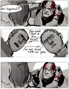 two comic panels with the same person talking on their cell phone, and one has blood all over his face