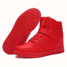 variants16 High-top Synthetic Wedge Sneakers With Height Increase, Red Synthetic Platform Sneakers, High-top Synthetic Wedge Sneakers With Thick Bottom, Red Synthetic Sneakers With Removable Insole, Hightop Sneakers, Round Toe Heels, Sneaker Wedge, Synthetic Leather, Low Heels