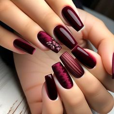 Short Winter Nail Designs, Short Winter Nails, Valentines Nail Art, Nails For Winter, Deep Red Nails, Valentines Nail, Easy Valentines, Small Nails