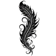 a black and white feather tattoo design