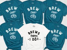 "Brew Shirts, Brew Crew Shirt, Brews Before I Do's Shirt, Drinking Party Shirts, Brewery Shirts, Bachelorette Shirt, Bridal Party Shirt 🎈HOW TO ORDER 1-) Please, check and review all the photos. 2-) Choose your t-shirt size and color. *Different styles of shirts may have different shades of same color choice due to different manufacturer brands. *For this reason, we recommend you to match shirts from the same styles if you want precisely matching colors (ex. Unisex, V-necks, Toddler, etc.). 3-) Click add to cart. You can go back to add more shirts. 4-)Click \"Proceed to check out\". 5-)When you check out, you can add a note to seller for any request. 🎈PRODUCT DESCRIPTION UNISEX SHIRTS * Unisex t shirt fits like a well-loved favorite, featuring a crew neck, short sleeves and designed with Bachelorette Shirt, Drinking Party, Bridal Party Shirts, Bachelorette Shirts, Matching Colors, Shirt Fits, Crew Shirt, Party Shirts, Unisex Shirts