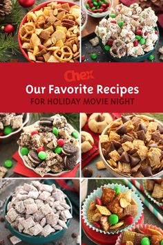 a collage of christmas treats and desserts with the words, our favorite recipes for your next holiday party