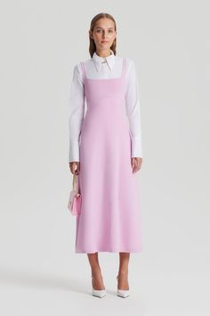 CREPE KNIT SQUARE NECK DRESS - MAUVE Ladies Wear Dresses, Silk T Shirt, Scanlan Theodore, Mauve Dress, Square Neck Dress, Leather Denim, Tshirt Skirt, Australian Fashion, Crepe Dress