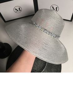 JJ's House Hats Dress Hats Rhinestone Women's Special Occasion Wide Brim Polyester Straw Sun Hats Straw Hats Hats. #JJ's House #Hats #DressHats #Rhinestone #Women's #SpecialOccasion #WideBrim #Polyester #Straw #SunHats #StrawHats #Hats Silver Summer Hat With Short Brim, Silver Wide Brim Hat For Beach, Silver Short Brim Hat For Summer, Silver Short Brim Summer Hat, Summer Silver Hat With Curved Brim, Silver Curved Brim Hat For Summer, Adjustable Silver Beach Hat, Summer Hats With Rhinestones And Short Brim, Silver Wide Brim Hat With Rhinestones