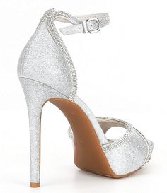 Gianni Bini Constanz Glitter Rhinestone Platform Dress Sandals | Dillard's Gianni Bini Heels, Rhinestone Heels, Rhinestone Trim, Glitter Fabric, New York Street, Gianni Bini, Dress Sandals, Dillard's, Ankle Strap