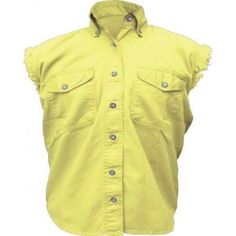 Ladies sleeveless yellow shirt 100% cotton twill 2 front buttoned chest pockets Snap down collar PROD ID AL2928 Cotton Button-up Vest, Casual Cotton Vest With Snap Buttons, Sleeveless Cotton Vest With Snap Buttons, Cotton Sleeveless Vest With Snap Buttons, Summer Cotton Vest With Snap Buttons, Yellow Cotton Shirt With Buttons, Yellow Cotton Vest For Summer, Yellow Cotton Summer Vest, Sleeveless Cotton Shirt With Button Closure